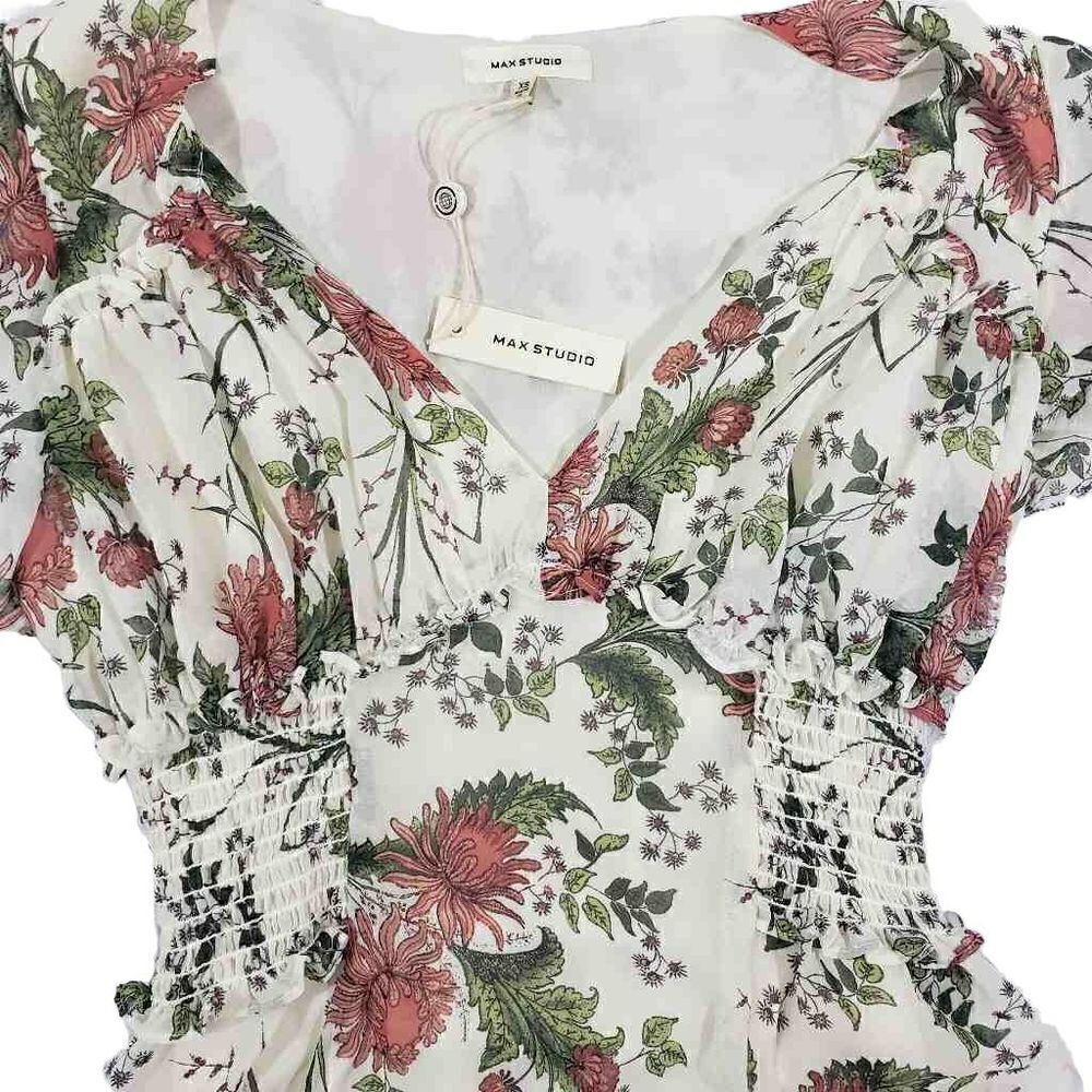 Floral Printed Ruffle Short Sleeve Dress Max Studio XS - Picture 4 of 7